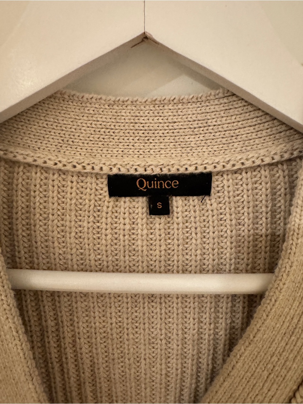 Quince Beige Chunky V-Neck Button Cardigan Sweater - Picture 3 of 3